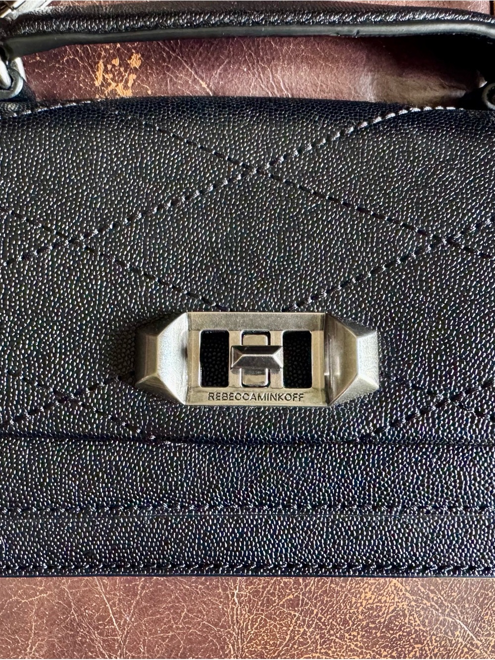 Rebecca Minkoff Black Quilted Crossbody with Turn-Lock Hardware